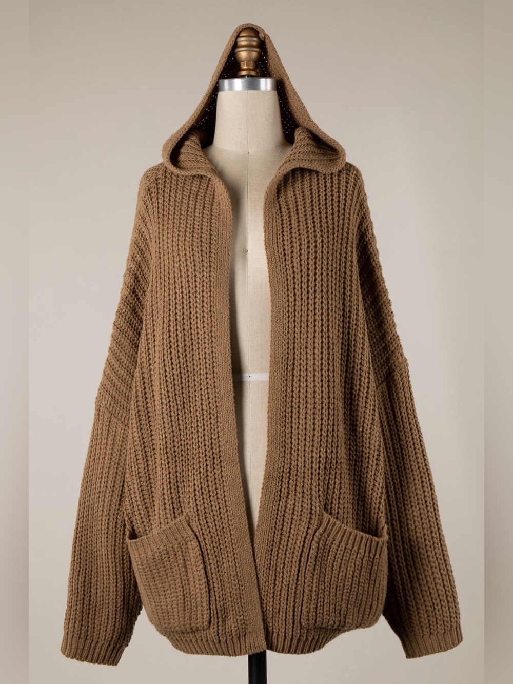 Miracle BROWN Long Sleeve Hoodie Cardigan